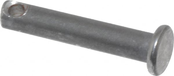 Made in USA - 3/16" Pin Diam, 1" OAL, Standard Clevis Pin - 3/32" Hole, 29/32" Usable Length, Uncoated Steel - Americas Industrial Supply