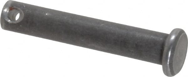 Made in USA - 1/4" Pin Diam, 1-3/8" OAL, Standard Clevis Pin - 3/32" Hole, 1-9/32" Usable Length, Uncoated Steel - Americas Industrial Supply