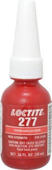 Loctite - 10 mL Bottle, Red, High Strength Liquid Threadlocker - Series 277, 24 hr Full Cure Time, Hand Tool, Heat Removal - Americas Industrial Supply