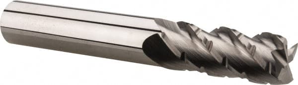 Accupro - 3/8" Diam, 7/8" LOC, 4 Flute Solid Carbide Roughing & Finishing Square End Mill - Uncoated, 2-1/2" OAL, 3/8" Shank Diam, Straight Shank, 40° Helix, Centercutting, Regular Length - Americas Industrial Supply