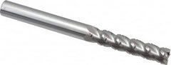 Accupro - 3/8" Diam, 1-3/4" LOC, 4 Flute Solid Carbide Roughing & Finishing Square End Mill - Uncoated, 4" OAL, 3/8" Shank Diam, Straight Shank, 40° Helix, Centercutting, Extra Long Length - Americas Industrial Supply