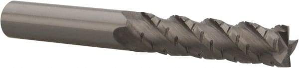 Accupro - 1/2" Diam, 2" LOC, 4 Flute Solid Carbide Roughing & Finishing Square End Mill - Uncoated, 4" OAL, 1/2" Shank Diam, Straight Shank, 40° Helix, Centercutting, Long Length - Americas Industrial Supply