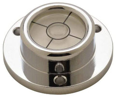 Geier & Bluhm, Inc. - 1-1/4 Inch Base Diameter x 0.44 Inch Overall Height, 1 Circle, Brass Bull's Eye Circular Level - 0.276 Inch Vial Diameter, 5/8 Inch Inner Diameter, 0.12 Inch Mounting Hole Diameter, 0.1 Inch Sensitivity, -40 to 150°F, Cross Lines - Americas Industrial Supply