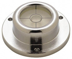 Geier & Bluhm, Inc. - 1-3/4 Inch Base Diameter x 0.63 Inch Overall Height, 1 Circle, Brass Bull's Eye Circular Level - 0.315 Inch Vial Diameter, 13/16 Inch Inner Diameter, 0.12 Inch Mounting Hole Diameter, 0.1 Inch Sensitivity, -40 to 160°F, Cross Lines - Americas Industrial Supply