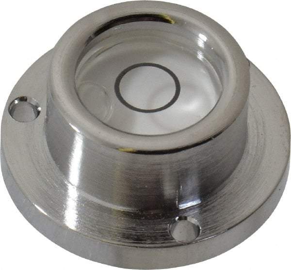 Geier & Bluhm, Inc. - 1 Inch Base Diameter x 0.44 Inch Overall Height, 1 Circle, Brass Bull's Eye Circular Level - 0.22 Inch Vial Diameter, 1/2 Inch Inner Diameter, 0.093 Inch Mounting Hole Diameter, 0.1 Inch Sensitivity, -40 to 165°F - Americas Industrial Supply