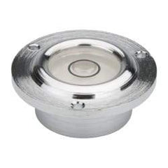 Geier & Bluhm, Inc. - 11/16 Inch Base Diameter x 0.41 Inch Overall Height, 1 Circle, Brass Bull's Eye Circular Level - 0.22 Inch Vial Diameter, 1/2 Inch Inner Diameter, 0.07 Inch Mounting Hole Diameter, 0.1 Inch Sensitivity, -40 to 165°F - Americas Industrial Supply