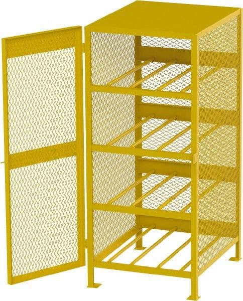 Jamco - 4 Shelf Gas Cylinder Storage Cabinet - Steel, 33" Wide x 38" Deep x 70" High, Safety Yellow - Americas Industrial Supply