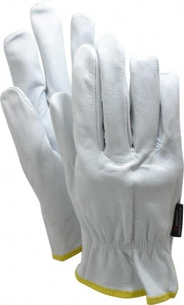 MCR Safety - Size 2XL (11) Grain Goatskin General Protection Work Gloves - For Work & Driver, Uncoated, Slip-On Cuff, Full Fingered, White/Yellow, Paired - Americas Industrial Supply