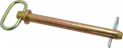 Made in USA - 5/8" Pin Diam, 6-1/2" Long, Zinc Plated Steel Pull Ring Hitch Pin - 5-3/4" Usable Length - Americas Industrial Supply
