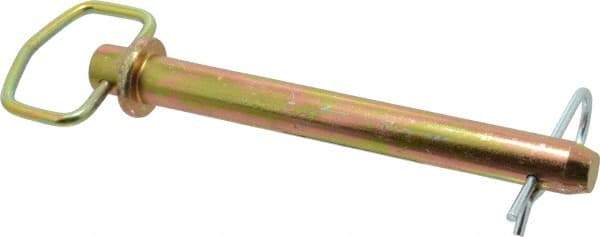 Made in USA - 7/8" Pin Diam, 8" Long, Zinc Plated Steel Pull Ring Hitch Pin - 7" Usable Length - Americas Industrial Supply