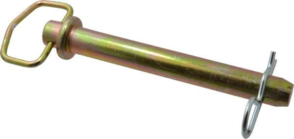 Made in USA - 1" Pin Diam, 8" Long, Zinc Plated Steel Pull Ring Hitch Pin - 7" Usable Length - Americas Industrial Supply