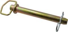 Made in USA - 1" Pin Diam, 8" Long, Zinc Plated Steel Pull Ring Hitch Pin - 7" Usable Length - Americas Industrial Supply