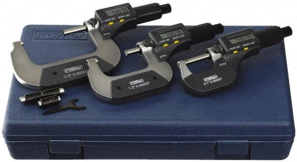 Fowler - 0 to 3" Range, 0.001mm Resolution, IP54, Electronic Outside Micrometer Sets - 0.0001" Accuracy, Friction Thimble, - Americas Industrial Supply