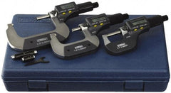 Fowler - 0 to 3" Range, 0.001mm Resolution, IP54, Electronic Outside Micrometer Sets - 0.0001" Accuracy, Friction Thimble, - Americas Industrial Supply