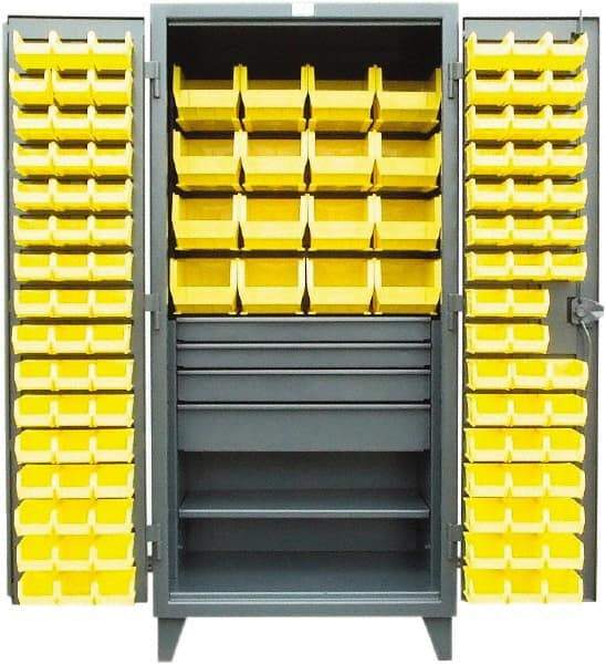 Strong Hold - 1 Shelf 110 Bin Storage Cabinet - Steel, 36" Wide x 24" Deep x 78" High, Dark Gray - Americas Industrial Supply