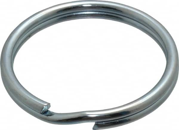 Made in USA - 1.396" ID, 1.64" OD, 0.168" Thick, Split Ring - Grade 2 Spring Steel, Zinc-Plated Finish - Americas Industrial Supply