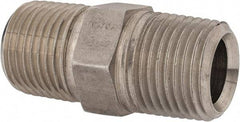 Parker - 1/2 Male Thread, Stainless Steel Industrial Pipe Hex Nipple - MNPTF, 300 psi - Americas Industrial Supply