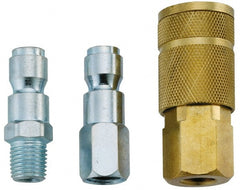 Value Collection - 3 Piece 1/4" Body 1/4 NPT 145 psi Tru-Flate Automotive Pneumatic Coupling Plug Set - Americas Industrial Supply