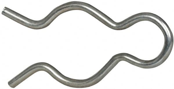 Made in USA - 25/32" Groove, 2-5/64" Long, Zinc-Plated Spring Steel Hair Pin Clip - 0.105" Clip Diam, 7/8" Shaft Diam, Grade 2 - Americas Industrial Supply