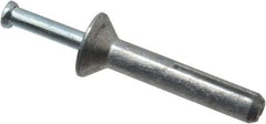 Powers Fasteners - 1/4" Diam, 1/4" Drill, 1-1/2" OAL, 7/8" Min Embedment Hammer Drive Concrete Anchor - Steel (Drive Pin)/Zamac Alloy (Body), Zinc-Plated Finish, Flat Head - Americas Industrial Supply