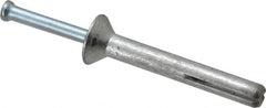Powers Fasteners - 1/4" Diam, 1/4" Drill, 2" OAL, 7/8" Min Embedment Hammer Drive Concrete Anchor - Steel (Drive Pin)/Zamac Alloy (Body), Zinc-Plated Finish, Flat Head - Americas Industrial Supply