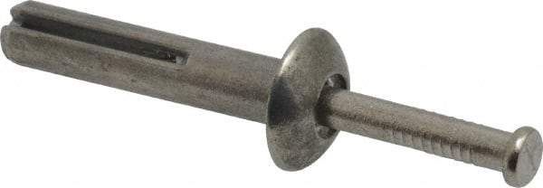 Powers Fasteners - 1/4" Diam, 1/4" Drill, 1-1/4" OAL, 7/8" Min Embedment Hammer Drive Concrete Anchor - Stainless Steel (Drive Pin)/Zamac Alloy (Body), Zinc-Plated Finish, Mushroom Head - Americas Industrial Supply