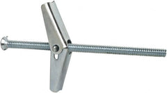 Powers Fasteners - 3/16" Screw, 3/16" Diam, 4" Long, Toggle Bolt Drywall & Hollow Wall Anchor - 1/2" Drill, Zinc Plated, Steel, Grade Zamac 7, Use in Drywall & Wallboard - Americas Industrial Supply