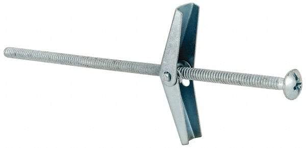 Powers Fasteners - 1/8" Screw, 1/8" Diam, 4" Long, Toggle Bolt Drywall & Hollow Wall Anchor - 3/8" Drill, Zinc Plated, Steel, Grade Zamac 7, Use in Drywall & Wallboard - Americas Industrial Supply