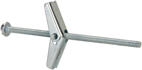 Powers Fasteners - 1/8" Screw, 1/8" Diam, 3" Long, Toggle Bolt Drywall & Hollow Wall Anchor - 3/8" Drill, Zinc Plated, Steel, Grade Zamac 7, Use in Drywall & Wallboard - Americas Industrial Supply
