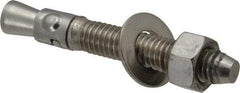 Powers Fasteners - 3/8" Diam, 3/8" Drill, 2-3/4" OAL, 1-1/4" Min Embedment Wedge Expansion Concrete Anchor - 304 Stainless Steel, Hex Nut Head, Hex Drive, 1-5/8" Thread Length - Americas Industrial Supply