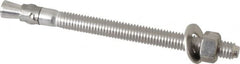 Powers Fasteners - 3/8" Diam, 3/8" Drill, 5" OAL, 2-1/4" Min Embedment Wedge Expansion Concrete Anchor - 304 Stainless Steel, Hex Nut Head, Hex Drive, 3-1/8" Thread Length - Americas Industrial Supply