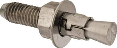 Powers Fasteners - 1/2" Diam, 1/2" Drill, 2-3/4" OAL, 2-1/4" Min Embedment Wedge Expansion Concrete Anchor - 304 Stainless Steel, Hex Nut Head, Hex Drive, 1-3/8" Thread Length - Americas Industrial Supply