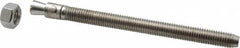 Powers Fasteners - 1/2" Diam, 1/2" Drill, 7" OAL, Wedge Expansion Concrete Anchor - 304 Stainless Steel, Hex Nut Head, Hex Drive, 5-5/8" Thread Length - Americas Industrial Supply