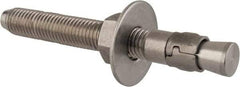 Powers Fasteners - 3/4" Diam, 3/4" Drill, 6-1/4" OAL, Wedge Expansion Concrete Anchor - 304 Stainless Steel, Hex Nut Head, Hex Drive, 4-3/8" Thread Length - Americas Industrial Supply