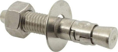Powers Fasteners - 5/8" Diam, 5/8" Drill, 3-1/2" OAL, 1" Min Embedment Wedge Expansion Concrete Anchor - 316 Stainless Steel, Hex Nut Head, Hex Drive, 2" Thread Length - Americas Industrial Supply