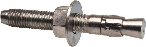 Powers Fasteners - 3/4" Diam, 3/4" Drill, 5-1/2" OAL, 1-1/4" Min Embedment Wedge Expansion Concrete Anchor - 316 Stainless Steel, Hex Nut Head, Hex Drive, 3-5/8" Thread Length - Americas Industrial Supply