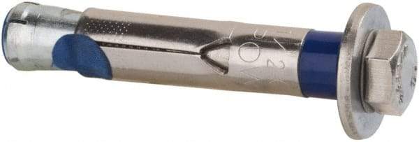 Powers Fasteners - 1/2" Diam, 1/2" Drill, 2-3/4" OAL, 2-1/2" Min Embedment Sleeve Concrete Anchor - 304 Stainless Steel, Hex Head, Hex Drive - Americas Industrial Supply