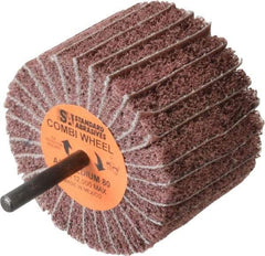 Standard Abrasives - 3" Diam x 2" Face Width, Medium Aluminum Oxide Coated Mounted Flap Wheel - 1/4" Shank Mount, 80 Grit, 12,000 Max RPM - Americas Industrial Supply
