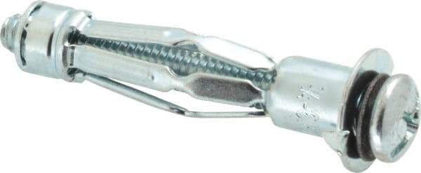 Powers Fasteners - 1/4" Screw, 7/16" Diam, 2-1/4" Long, 3/8 to 1/2" Thick, Sleeve Drywall & Hollow Wall Anchor - 7/16" Drill, Zinc Plated, Steel, Grade 5, Use in Concrete, & Masonry, Drywall, Plywood & Wallboard - Americas Industrial Supply