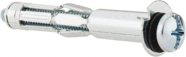 Powers Fasteners - 1/4" Screw, 7/16" Diam, 2-3/4" Long, 5/8 to 1-1/8" Thick, Sleeve Drywall & Hollow Wall Anchor - 7/16" Drill, Zinc Plated, Steel, Grade 5, Use in Concrete, & Masonry, Drywall, Plywood & Wallboard - Americas Industrial Supply