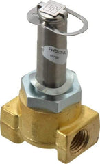Parker - 1/4" Port, Two Way, Direct Acting, Brass Solenoid Valve - Normally Closed, 100 Max PSI, NBR Seal - Americas Industrial Supply