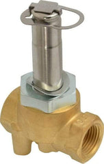 Parker - 3/8" Port, Two Way, Direct Acting, Brass Solenoid Valve - Normally Closed, 150 Max PSI, NBR Seal - Americas Industrial Supply