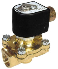 Parker - 1-1/2" Port, Two Way, Piloted Diaphragm, Brass Solenoid Valve - Normally Closed, 125 Max PSI, NBR Seal - Americas Industrial Supply