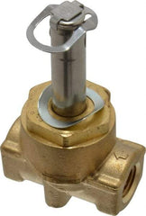 Parker - 1/4" Port, Two Way, Piloted Diaphragm, Brass Solenoid Valve - Normally Closed, 300 Max PSI, NBR Seal - Americas Industrial Supply