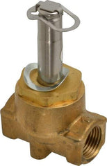 Parker - 3/8" Port, Two Way, Piloted Diaphragm, Brass Solenoid Valve - Normally Closed, 300 Max PSI, NBR Seal - Americas Industrial Supply
