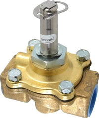 Parker - 3/4" Port, Two Way, Piloted Diaphragm, Brass Solenoid Valve - Normally Closed, 150 Max PSI, NBR Seal - Americas Industrial Supply
