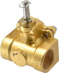 Parker - 1-1/4" Port, Two Way, Piloted Diaphragm, Brass Solenoid Valve - Normally Closed, 150 Max PSI, NBR Seal - Americas Industrial Supply