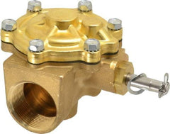 Parker - 1-1/2" Port, Two Way, Piloted Diaphragm, Brass Solenoid Valve - Normally Closed, 150 Max PSI, NBR Seal - Americas Industrial Supply