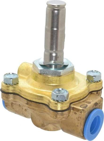Parker - 3/8" Port, Two Way, Piloted Diaphragm, Brass Solenoid Valve - Normally Open, 150 Max PSI, NBR Seal - Americas Industrial Supply