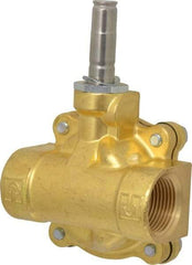 Parker - 1" Port, Two Way, Piloted Diaphragm, Brass Solenoid Valve - Normally Open, 125 Max PSI, NBR Seal - Americas Industrial Supply
